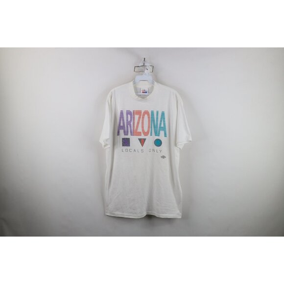 Vtg 90s Streetwear Mens XL Spell Out Puff Paint Arizona Locals Only T-Shirt USA - Picture 1 of 16